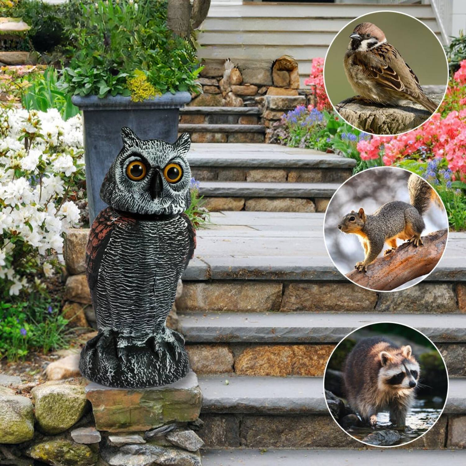 Fake Owl Decoy | Bird Scarecrow | Plastic Owl Statues: image 5