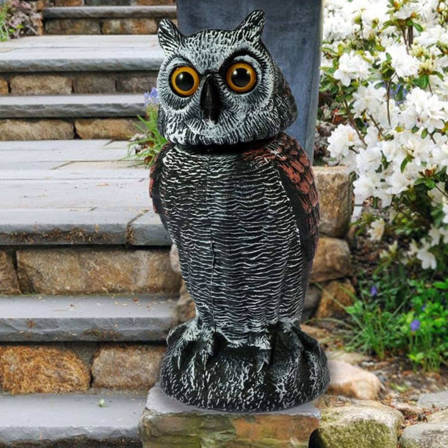 Fake Owl Decoy | Bird Scarecrow | Plastic Owl Statues: image 1