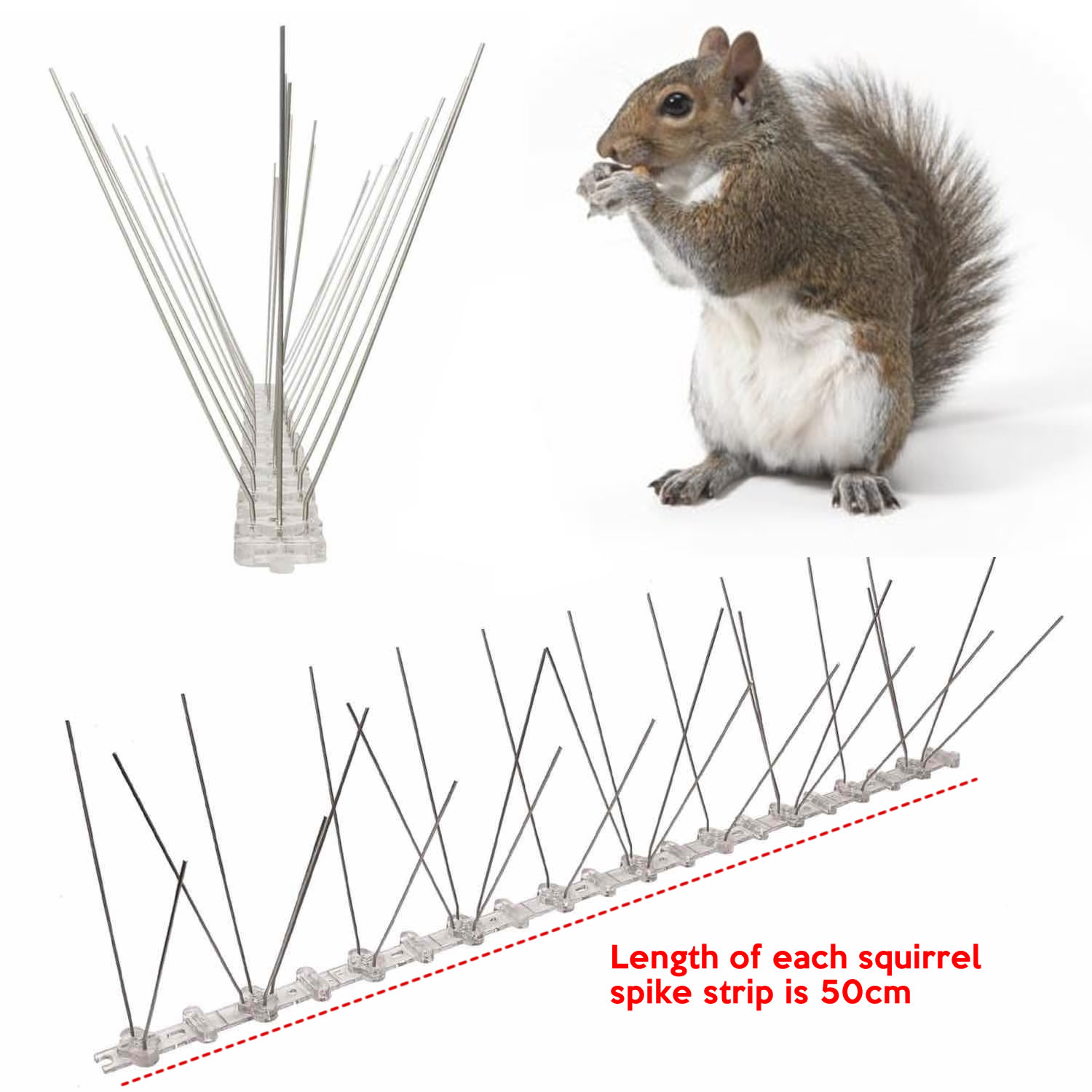 Squirrel Spikes | Squirrel Spike Strip | Squirrel Deterrent Spikes (per 50 cm strip)